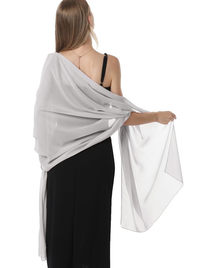 Hotshawl Chiffon Shawls and Wraps for Evening Dresses Women Elegant Soft Scarf Bridal Scarve Wedding Stole (Silver, One Size) - Image 1